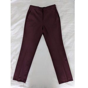Ann Taylor Burgundy Full Length Bi-Stretch Side-Zip Straight Leg Pants - 4P